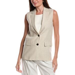 Marella Womens Linen Blazer Vest, Tan
